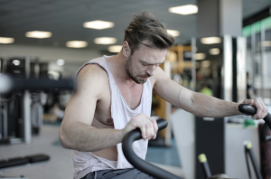 man working out on gym